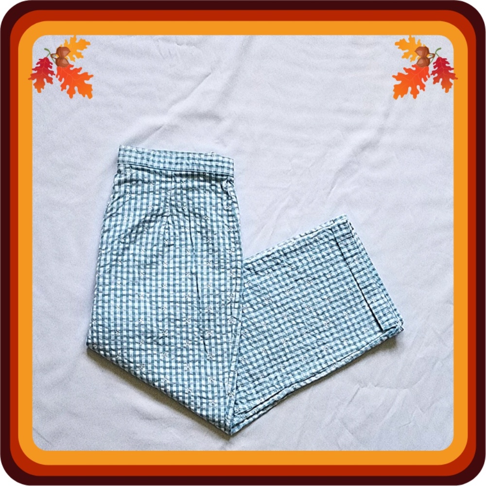 Duck Head Blue & White Cotton High Rise Capris